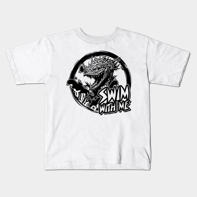 Swim with me! - Sea Monster Kids T-Shirt by  TigerInSpace